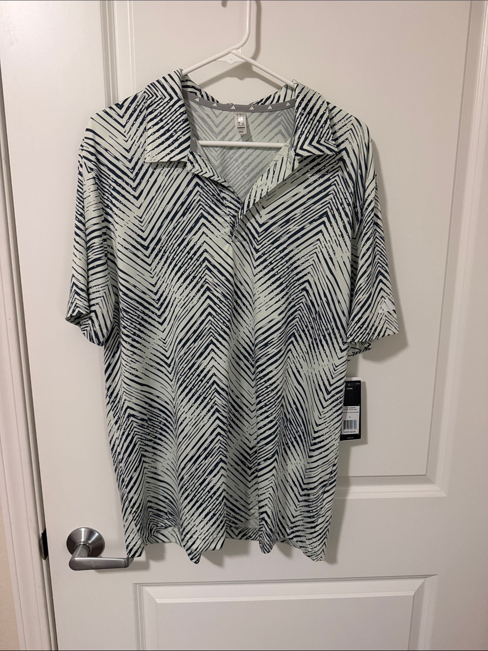 adidas Men's Mint Green & Black Patterned Polo